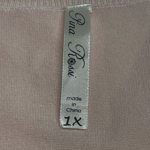Pina Rossi Light Pink Ruffle Front Cardigan - Picture 3 of 6